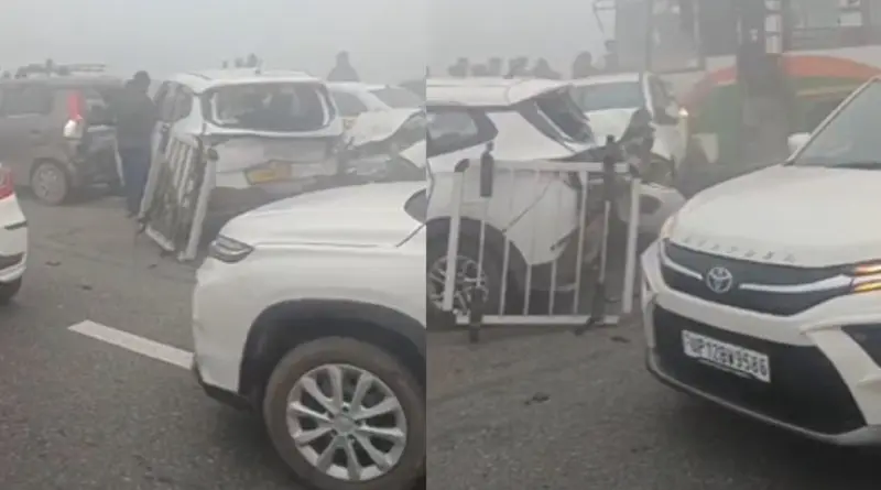 Dense Fog Causes Multiple Vehicle Collisions on Delhi-Meerut Expressway and Eastern Peripheral Highway, Injuring Many.