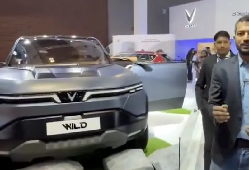 VinFast Debuts Electric Pickup Truck VF Wild at Bharat Mobility Expo 2025, Showcasing Sustainable Innovation.