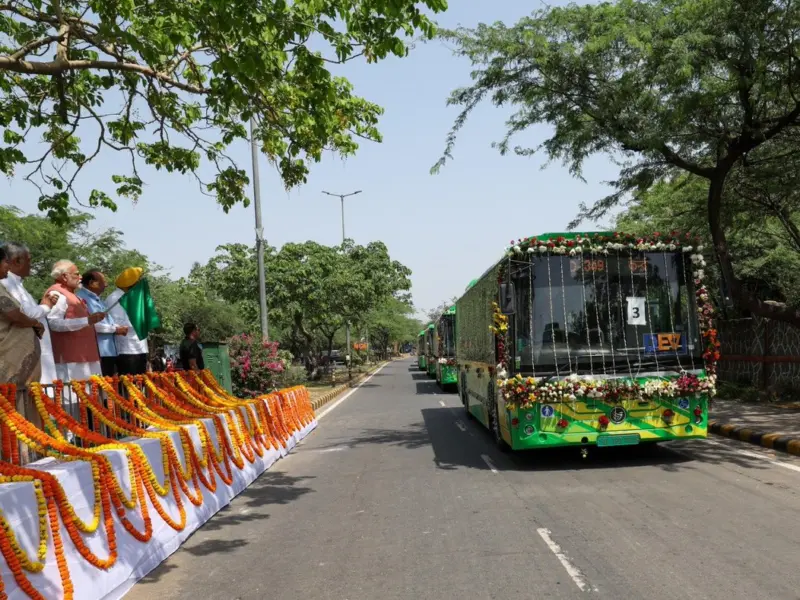 PM Modi Flags Off 200 Electric Buses and Launches Aravali Green Mission Drive PM Modi Flags Off 200 Electric Buses in Delhi and Launches Aravali Green Mission Drive.