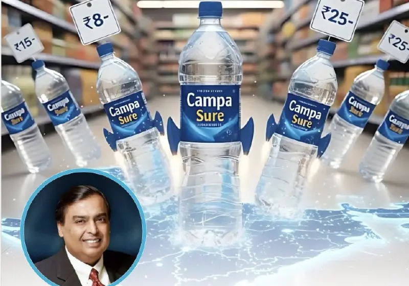Reliance Launches Budget-Friendly SURE Mineral Water at ₹5, Targeting ₹30,000 Crore Packaged Water Market with 20-30% Lower Prices