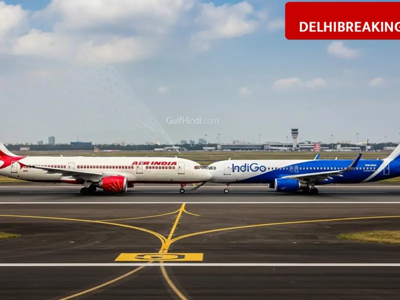 delhibreakings air india indigo planes collide mumbai airport Air India and IndiGo Planes Hit Each Other at Mumbai Airport, Wingtips Damaged While Taxiing