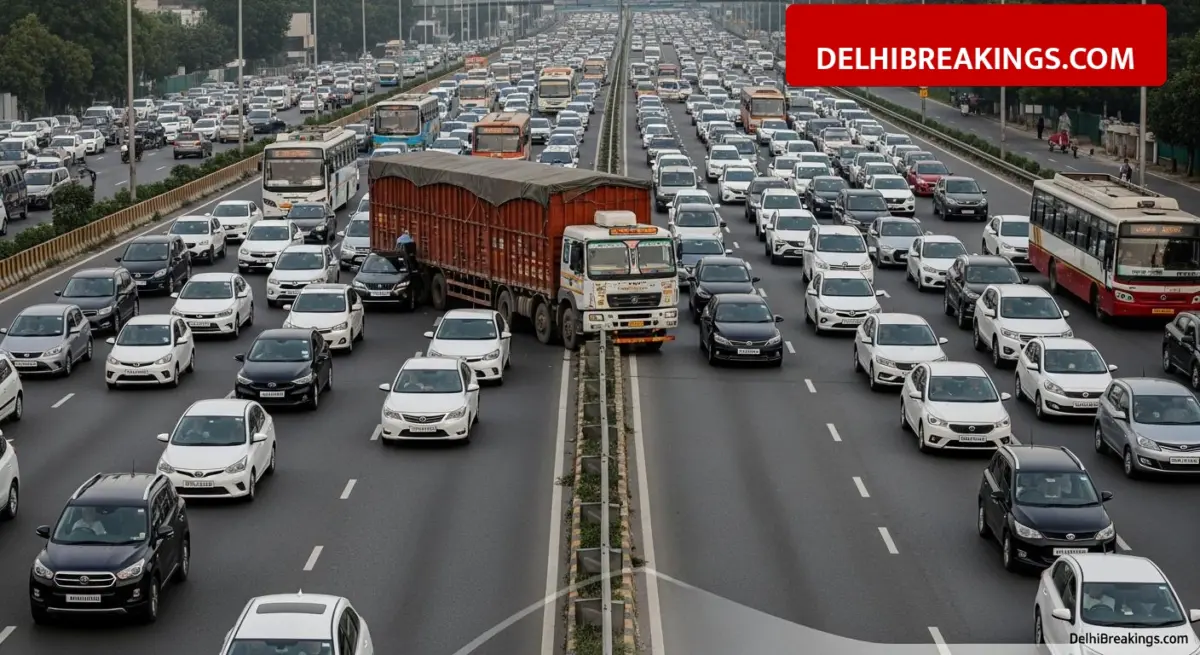 delhibreakings delhi traffic alert ring road truck breakdown diversion routes Delhi Traffic Alert: Ring Road Traffic Hit by Truck Breakdown Near Delhi Cantt, Police Issues Diversion Plan