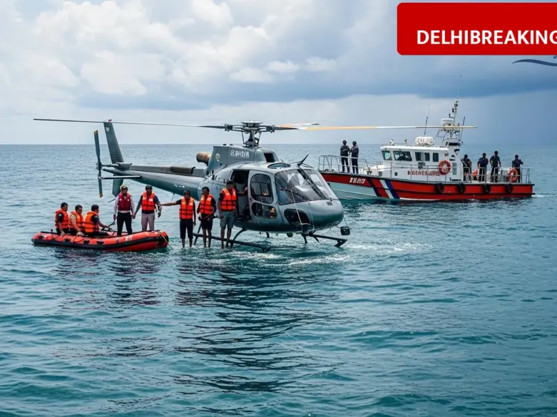 delhibreakings pawan hans helicopter emergency landing andaman mayabunder news update Pawan Hans Helicopter Makes Emergency Landing in Sea Near Mayabunder, All 7 Safe