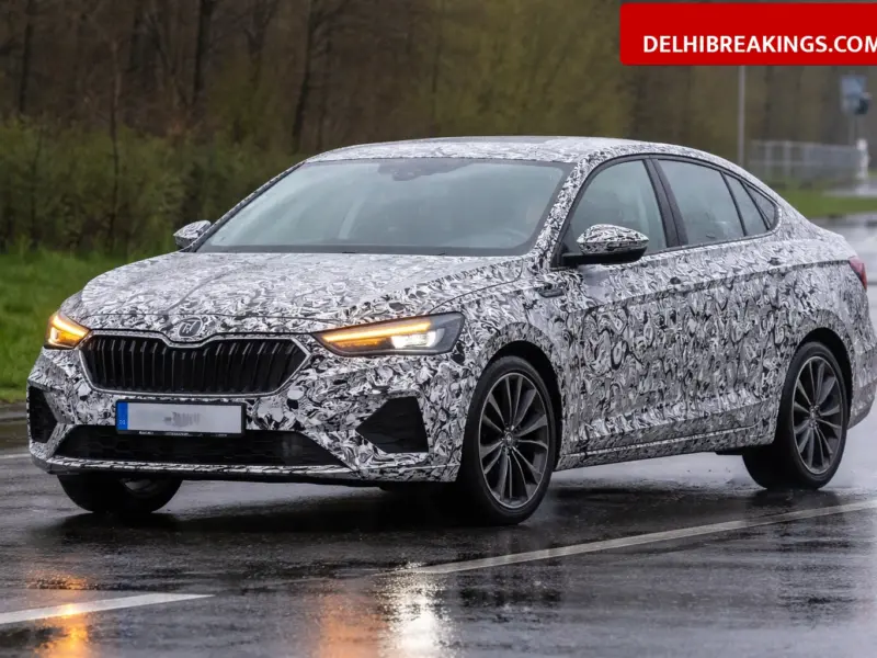 delhibreakings 2026 skoda slavia facelift spied features launch details india 2026 Skoda Slavia Facelift Spied Testing with Dynamic Turn Signals, Launch Likely by End of Year
