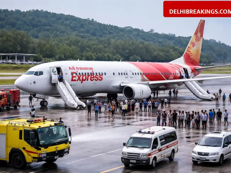 delhibreakings air india express phuket hard landing ix938 update Air India Express Flight IX938 Hard Landing at Phuket: All 138 Passengers Safe After Nose Gear Failure