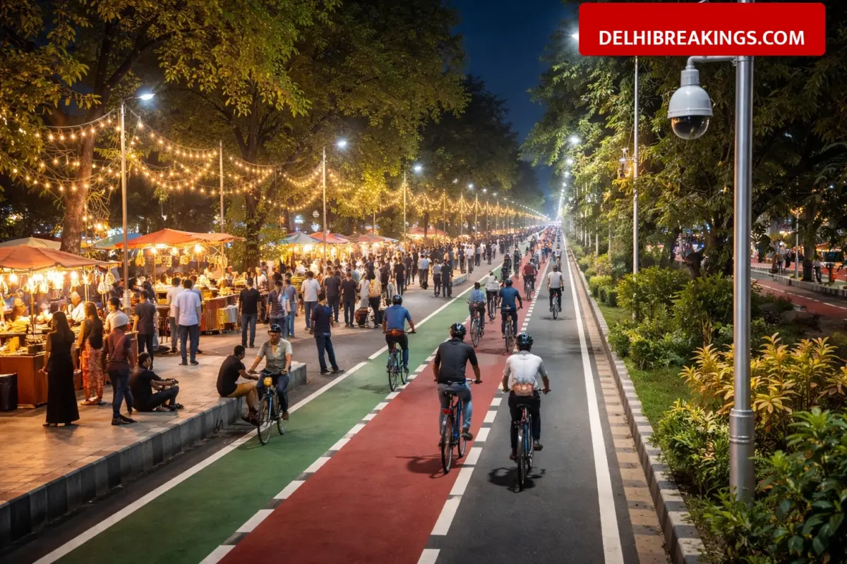 delhibreakings delhi 24x7 complete streets 5 stretches night markets cycle tracks cctv Delhi 24x7 Complete Streets: 5 Major Roads to get Night Markets, Cycle Tracks and CCTVs