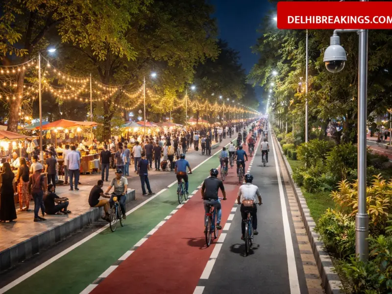 delhibreakings delhi 24x7 complete streets 5 stretches night markets cycle tracks cctv Delhi 24x7 Complete Streets: 5 Major Roads to get Night Markets, Cycle Tracks and CCTVs
