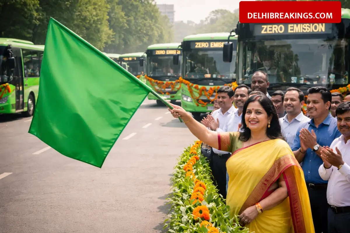delhibreakings delhi cm rekha gupta 300 electric buses ev incentive portal relaunched Delhi CM Rekha Gupta Flags Off 300 New Electric Buses and Restarts EV Subsidy Portal
