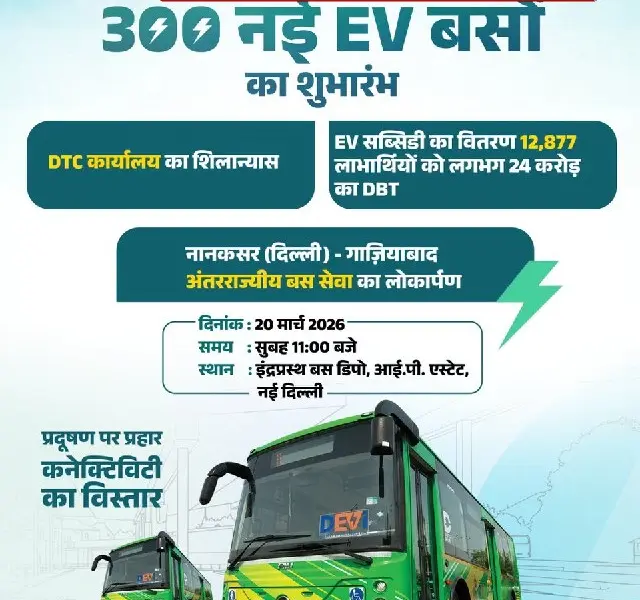 delhibreakings delhi cm rekha gupta ev bus launch nanakasar ghaziabad service Delhi CM Rekha Gupta to Flag Off 300 New EV Buses and Restart Nanakasar-Ghaziabad Service Tomorrow
