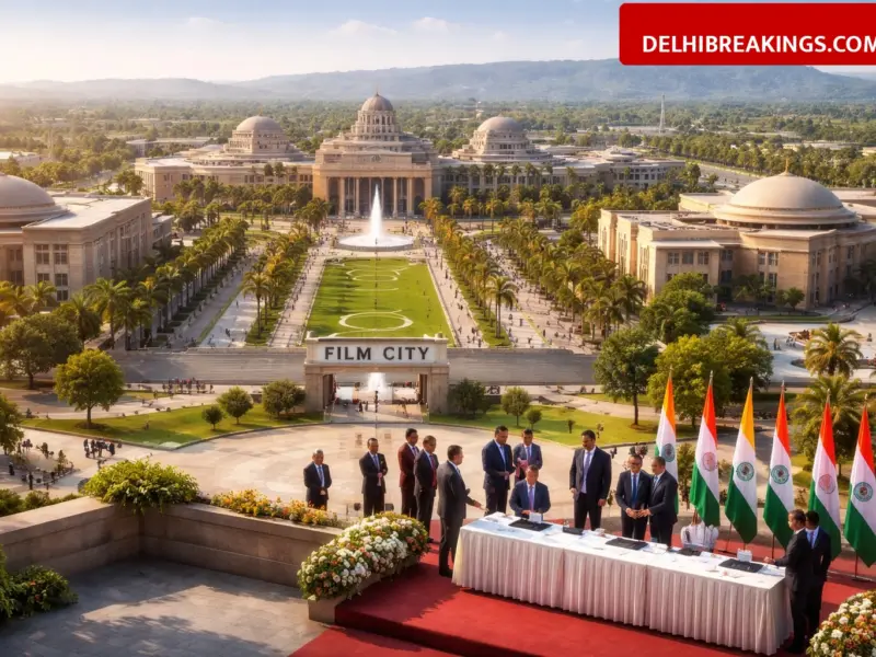 delhibreakings delhi film city mou signing 486 acres land allocation Delhi Film City: Govt to Sign MoU for 486 Acres Land Allocation at Bharat Mandapam Today