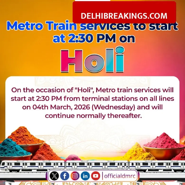 delhibreakings delhi metro holi timing march 4 2026 services start 230 pm Delhi Metro Holi Update: Services to Start at 2:30 PM on March 4, Check Full Schedule