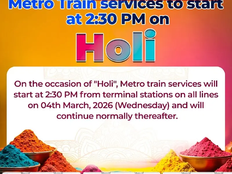 delhibreakings delhi metro holi timing march 4 2026 services start 230 pm Delhi Metro Holi Update: Services to Start at 2:30 PM on March 4, Check Full Schedule