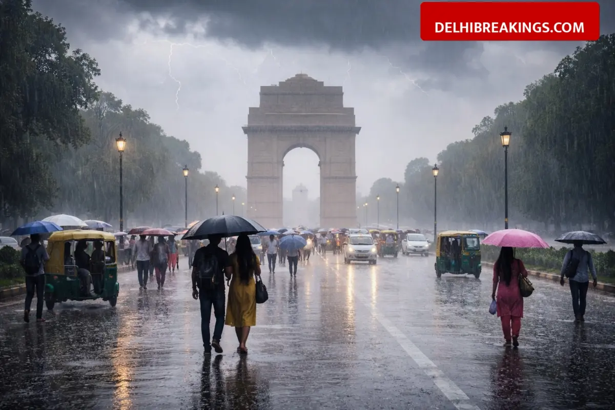 delhibreakings delhi ncr rain weather update imd alert Delhi Weather Update: Rain Lashes Delhi-NCR as IMD Predicts More Showers and Thunderstorms Today