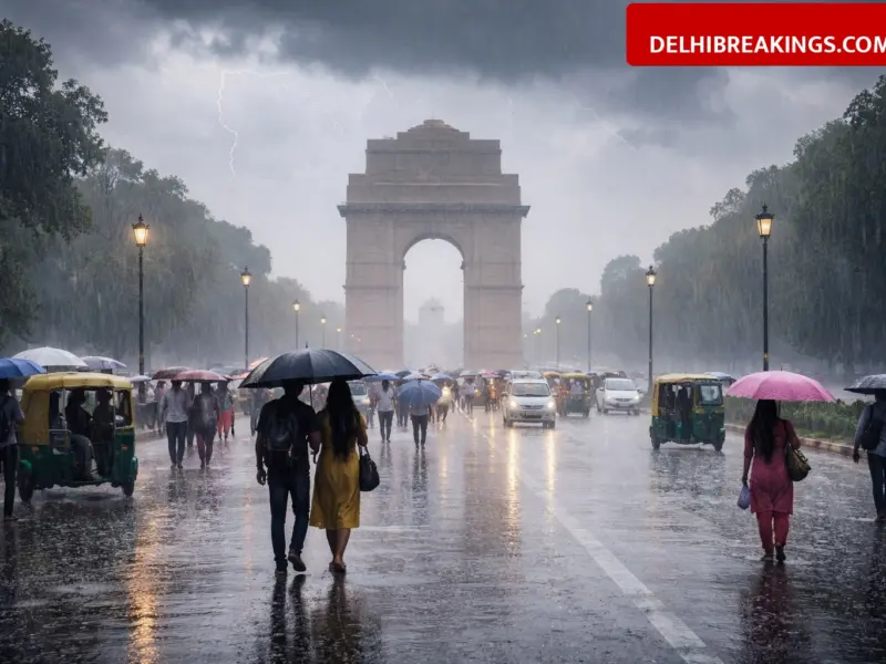 delhibreakings delhi ncr rain weather update imd alert Delhi Weather Update: Rain Lashes Delhi-NCR as IMD Predicts More Showers and Thunderstorms Today