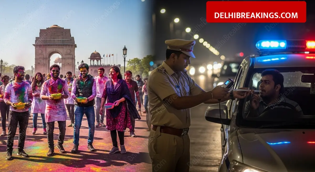 delhibreakings delhi traffic police holi challan report 2026 drunk driving stats Delhi Traffic Police Report: 32% Drop in Holi Challans, 1204 Booked for Drunk Driving