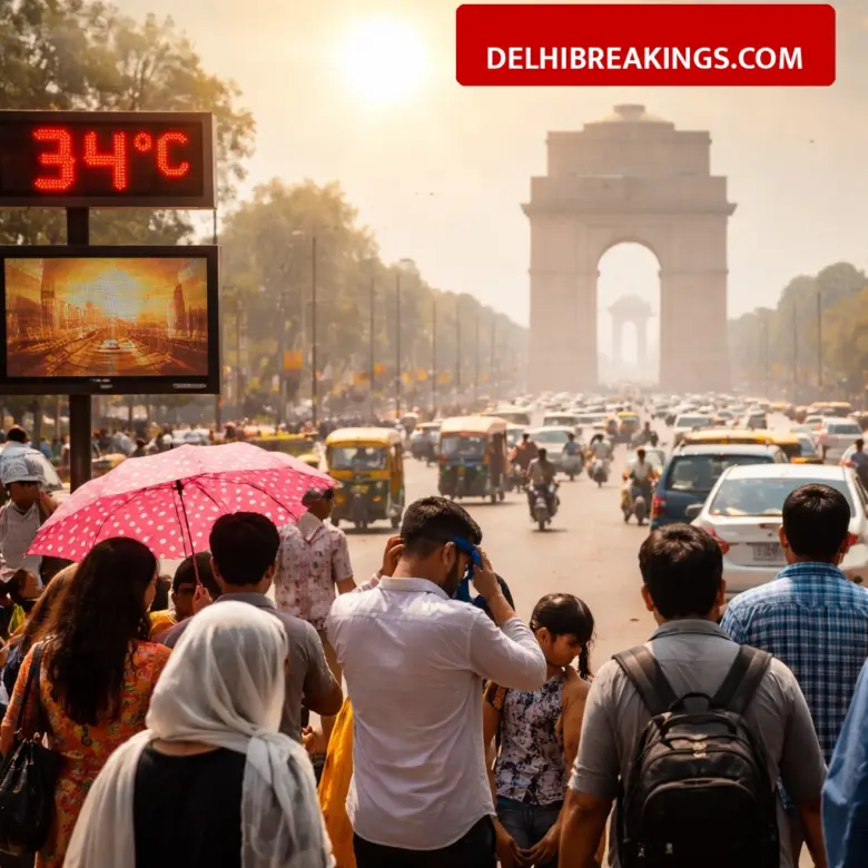 delhibreakings delhi weather update hottest day record imd alert march 2026 Delhi Weather Update: Temperature Hits 34.3°C Breaking Records, IMD Issues Advisory for Next 5 Days