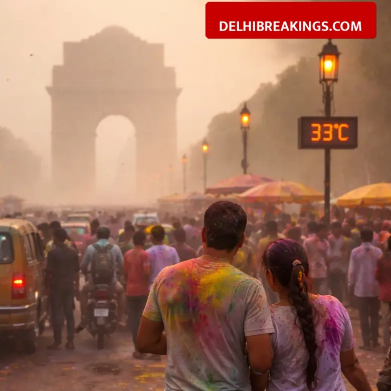 delhibreakings delhi weather update rangotsav temperature aqi poor category Delhi Weather Update: Temperature to Hit 33 Degrees on Rangotsav, AQI Enters Poor Category