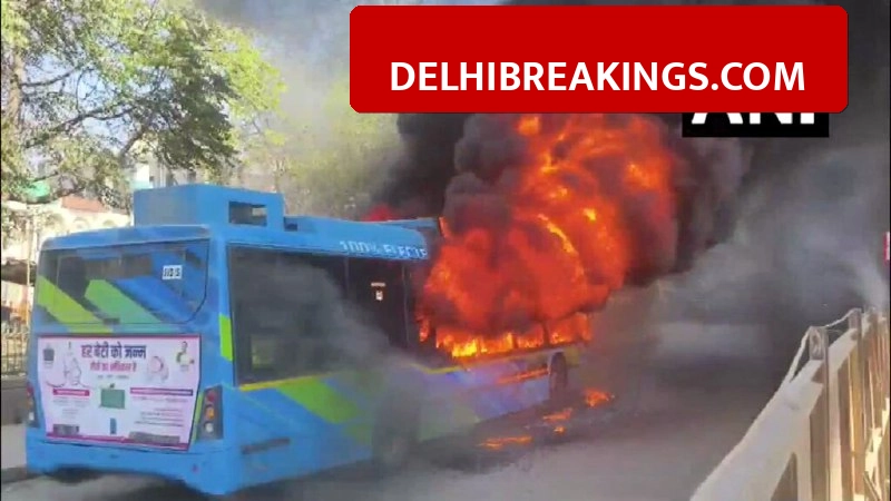 delhibreakings dtc electric bus fire mehrauli badarpur road route 544 DTC Electric Bus Fire on MB Road: Passengers Escaped Safely, Route 544 Traffic Cleared Now