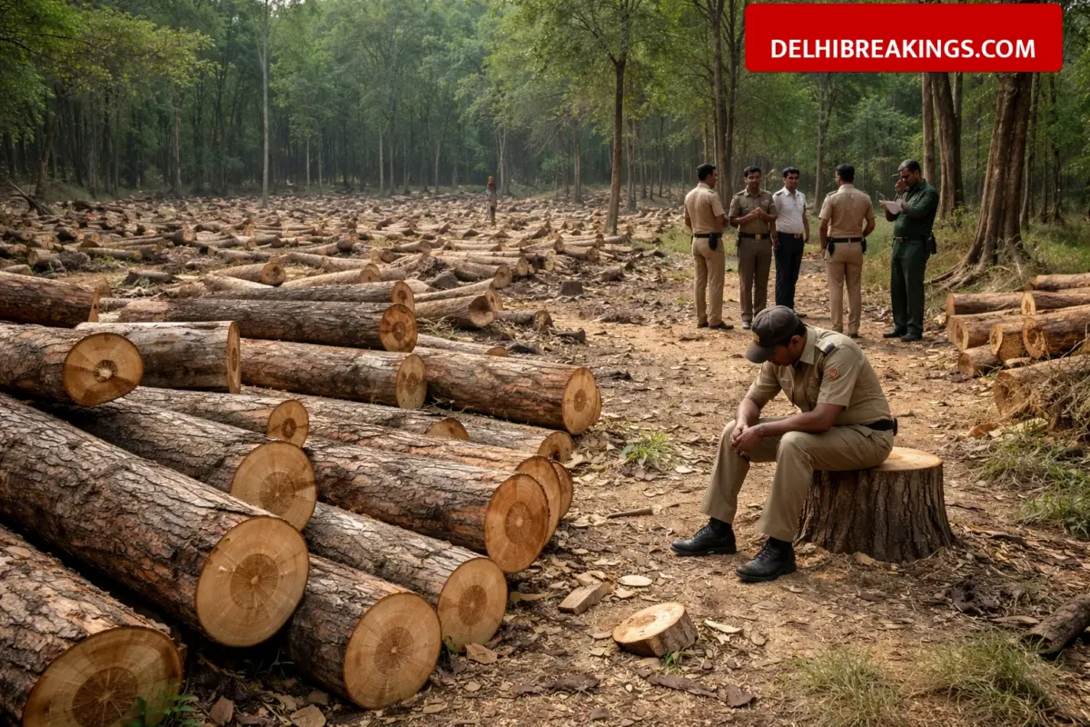 delhibreakings haryana panchkula khair tree illegal felling guard suspended Haryana Forest Scam: Over 10,000 Khair Trees Illegally Cut in Panchkula, Guard Suspended for Reporting