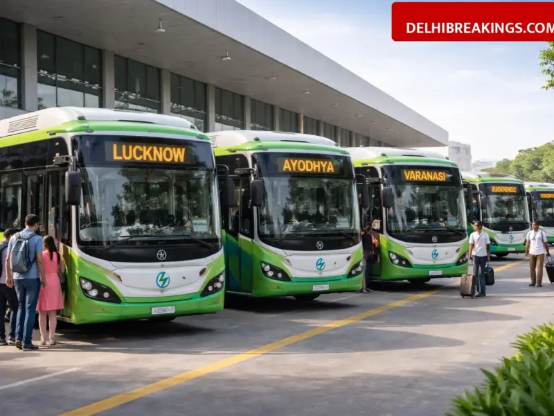 delhibreakings prayagraj gets 11 new electric buses for lucknow ayodhya routes Prayagraj Electric Bus Update: 11 New Buses to Start for Lucknow, Ayodhya and Varanasi Routes