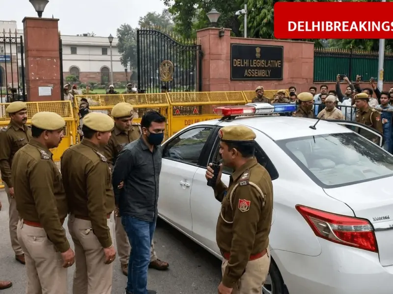 delhibreakings delhi assembly security breach driver arrested car recovered Delhi Assembly Security Breach: Police Arrest Masked Driver and Recover UP Number Car
