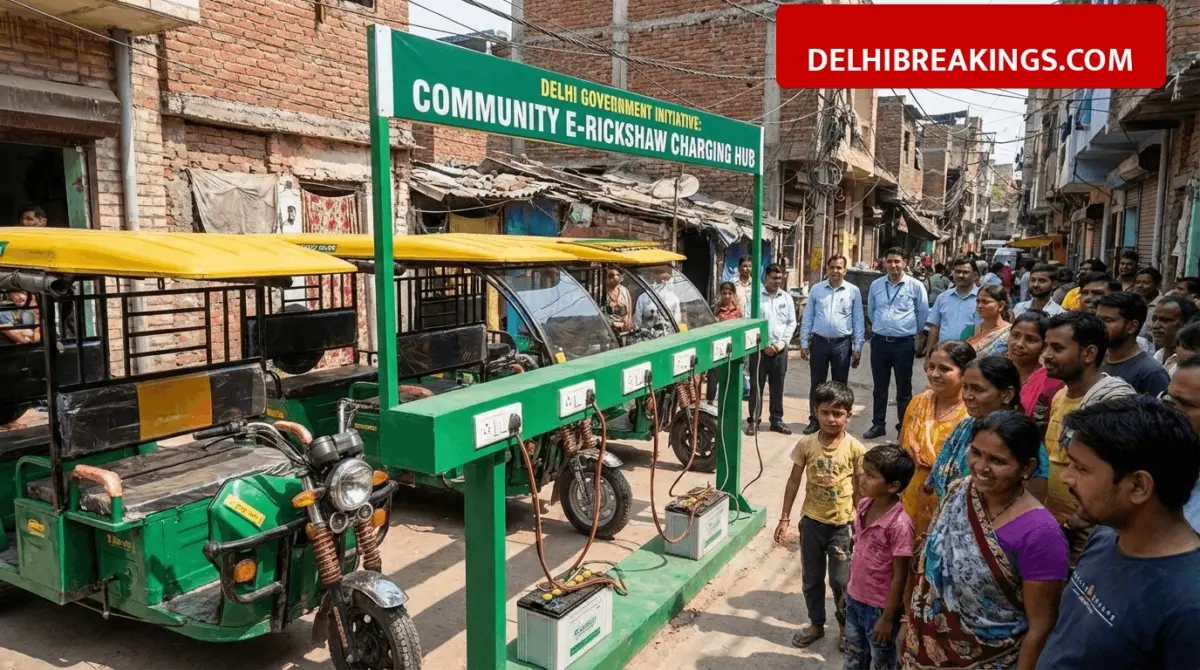 delhibreakings delhi govt new slum rehabilitation policy e rickshaw charging hubs Delhi Govt New Policy: E-Rickshaw Charging Hubs to be Set Up in Slums to Curb Power Theft