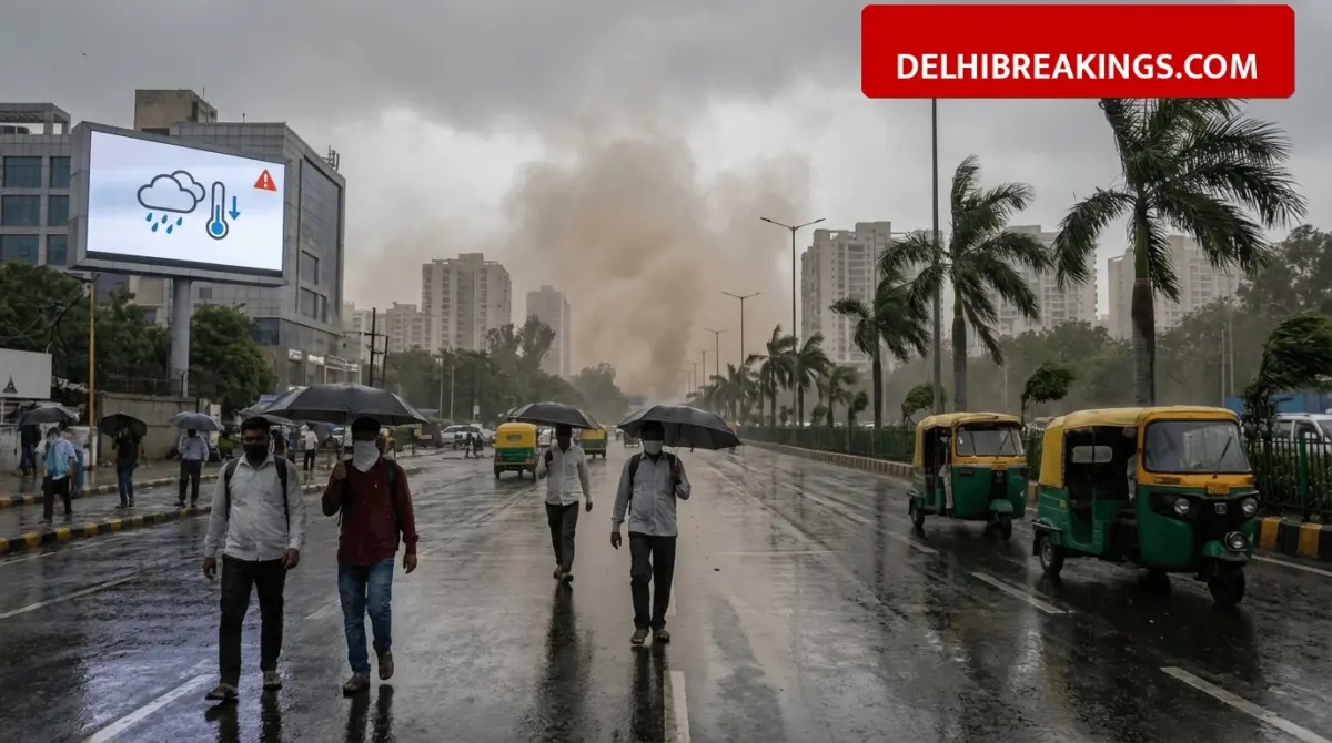 delhibreakings delhi ncr weather update rain storm temperature drop april 2026 Delhi-NCR Weather Update: Rain and Dust Storm Bring Relief from Heat, IMD Issues Alert for Next Few Days