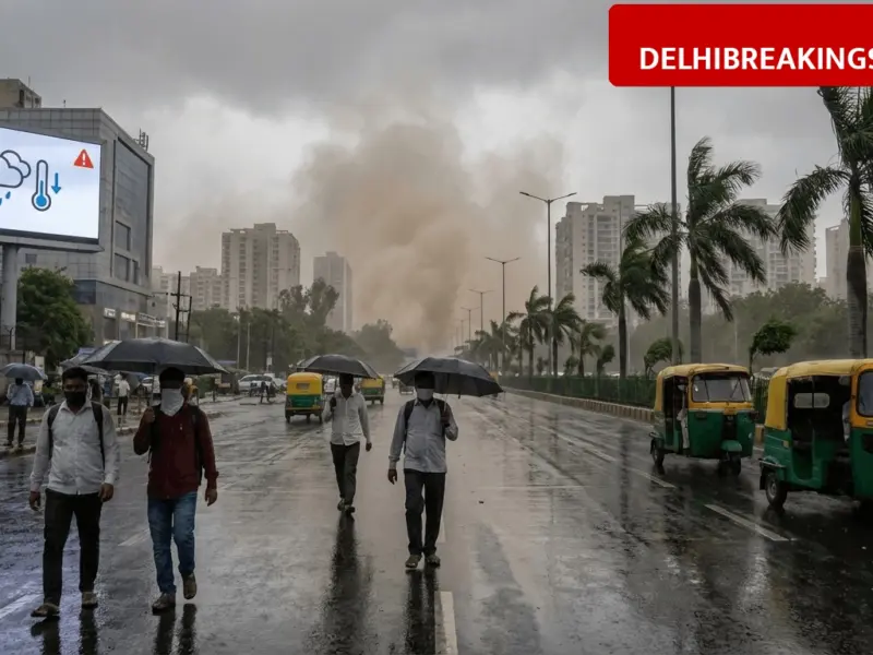 delhibreakings delhi ncr weather update rain storm temperature drop april 2026 Delhi-NCR Weather Update: Rain and Dust Storm Bring Relief from Heat, IMD Issues Alert for Next Few Days