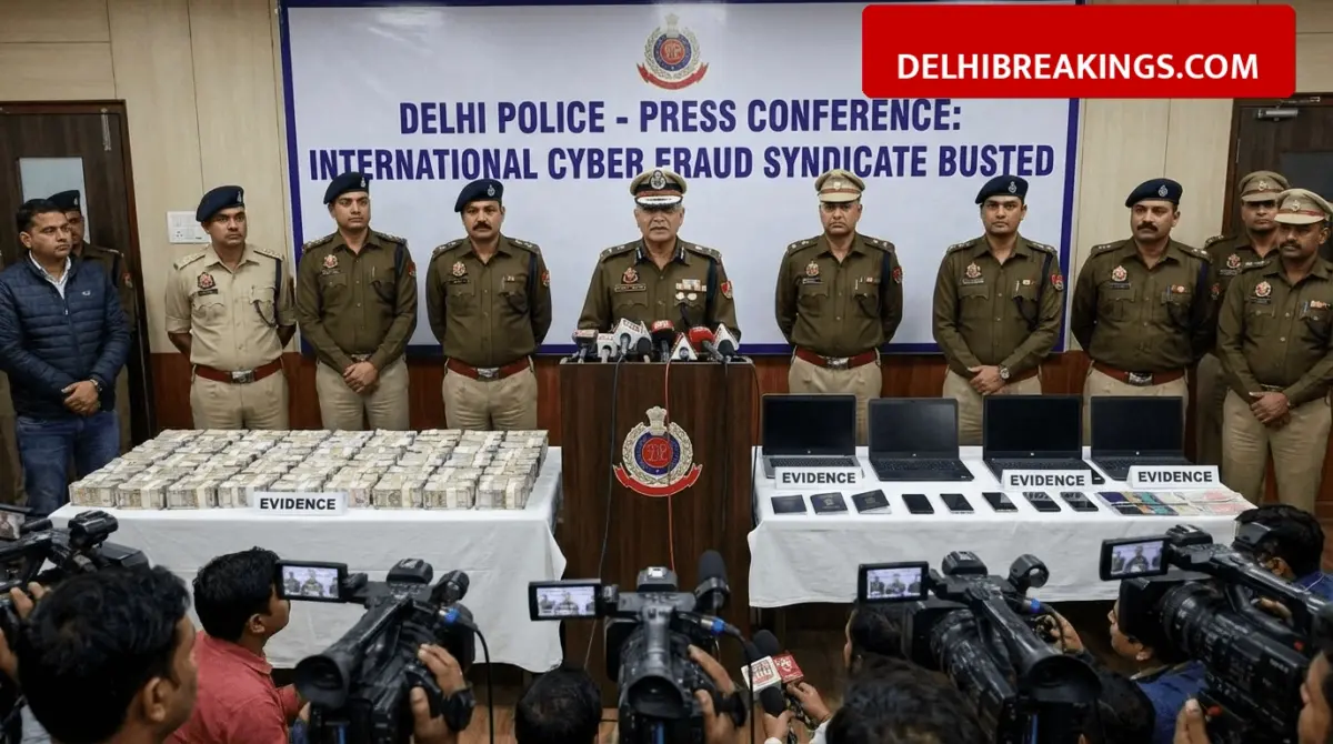 delhibreakings delhi police busts 300 crore international cyber fraud syndicate Delhi Police Busts International Cyber Fraud Syndicate: Rs 300 Crore Scam Exposed, 11 Arrested