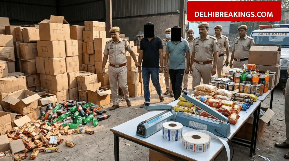 delhibreakings delhi police busts expired food racket dwarka arrests Delhi Police Busts Expired Food Racket in Dwarka, 3 Arrested for Repackaging Soft Drinks and Biscuits