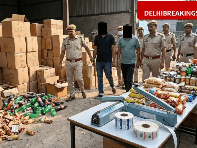 delhibreakings delhi police busts expired food racket dwarka arrests Delhi Police Busts Expired Food Racket in Dwarka, 3 Arrested for Repackaging Soft Drinks and Biscuits