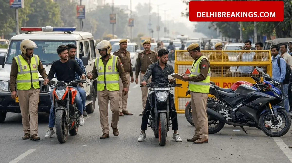 delhibreakings delhi police crackdown stunt biking arrest fines Delhi Police Stunt Biking Crackdown: Riders Arrested and Heavy Fines Issued for Social Media Reels