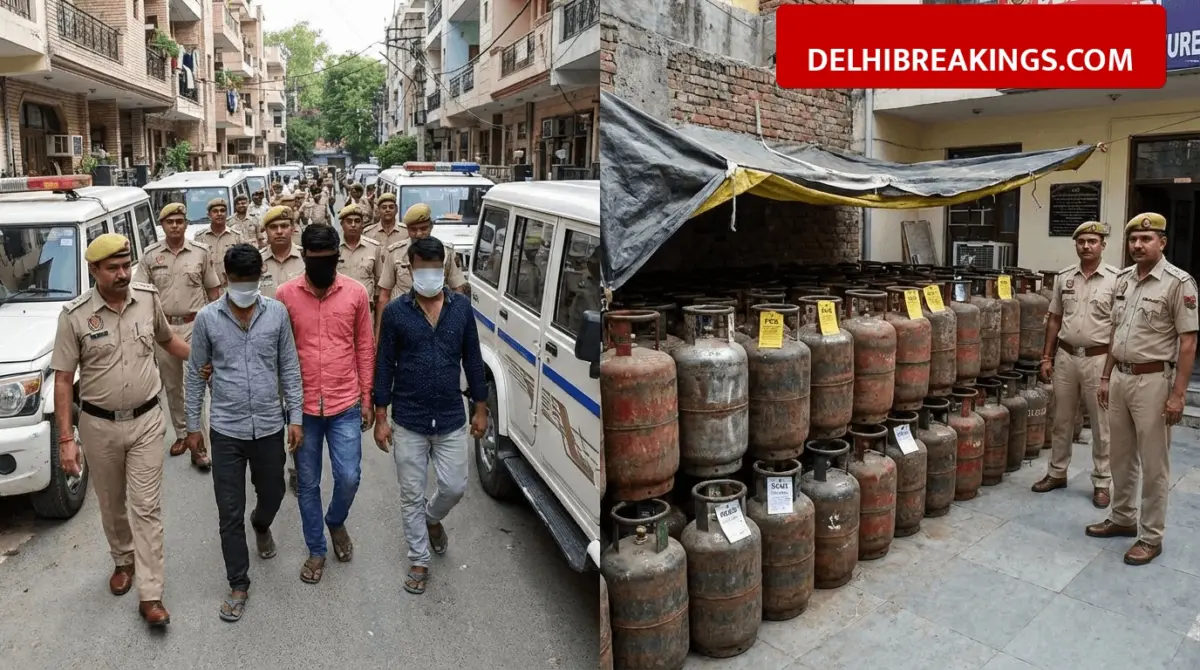 delhibreakings delhi police raid janakpuri gas cylinder hoarding arrests Delhi Police Raid: 45 Gas Cylinders Seized and 3 Arrested in Janakpuri for Illegal Hoarding