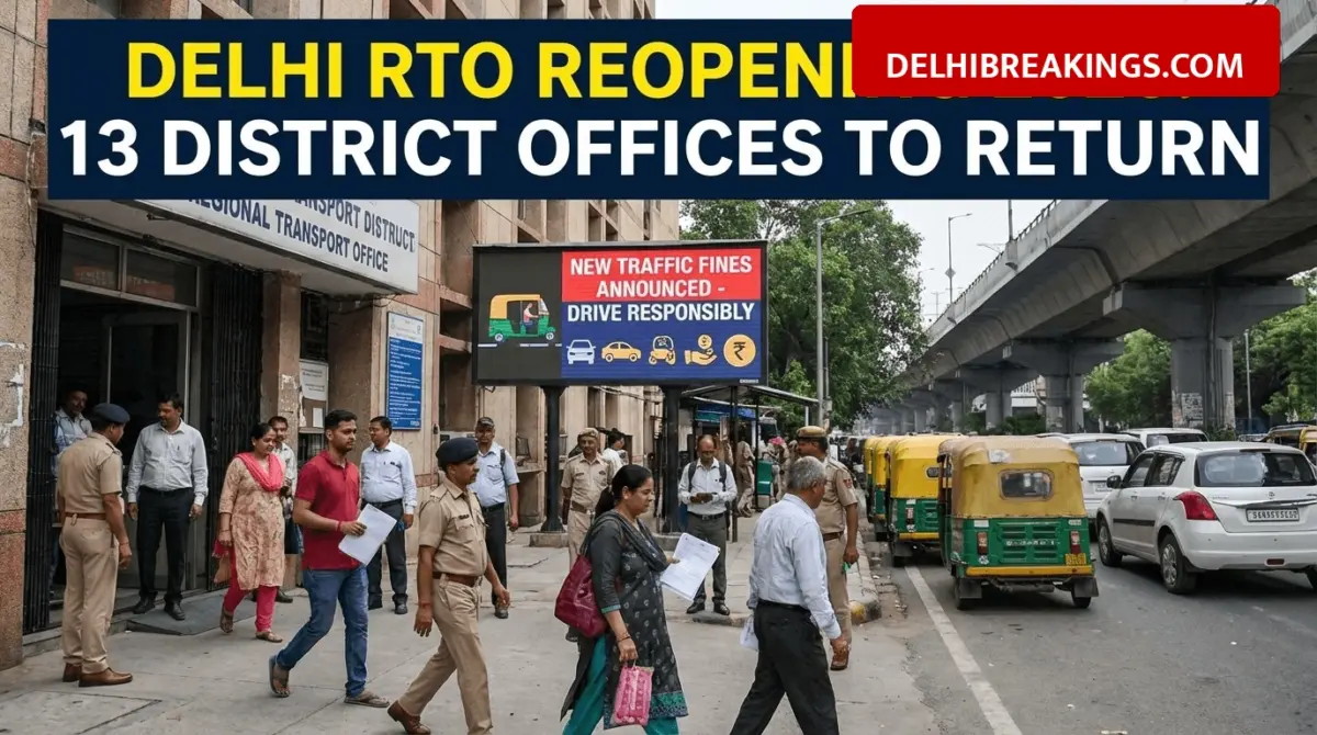 delhibreakings delhi rto reopening 2026 dl 13 series returns new traffic rules Delhi RTO Reopening 2026: 13 District Offices to Return and New Traffic Fines Announced