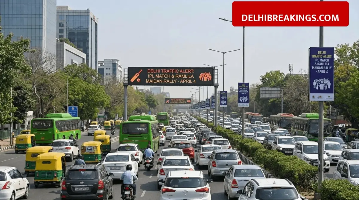 delhibreakings delhi traffic alert ipl match ramlila maidan rally april 4 Delhi Traffic Alert: IPL Match and Ramlila Maidan Rally to Cause Jams on April 4
