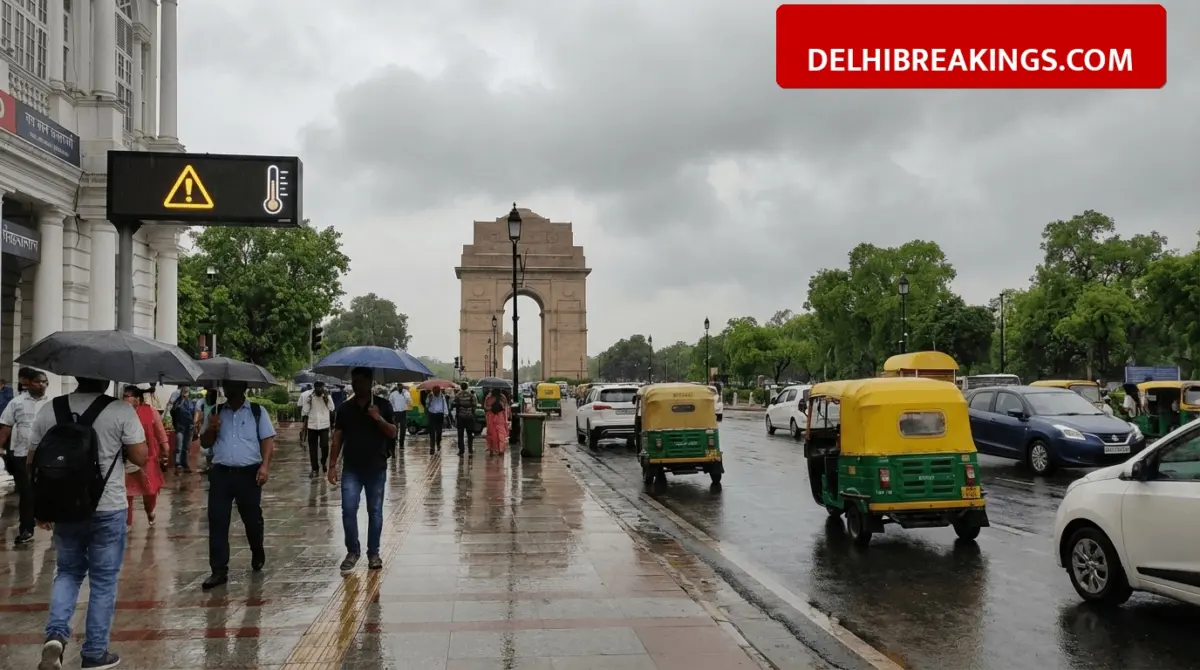 delhibreakings delhi weather rain yellow alert aqi moderate update Delhi Weather Update: IMD Issues Yellow Alert for Rain on Tuesday as AQI Improves to Moderate
