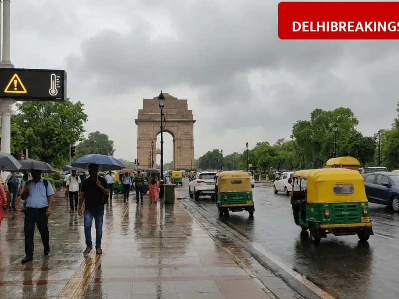 delhibreakings delhi weather rain yellow alert aqi moderate update Delhi Weather Update: IMD Issues Yellow Alert for Rain on Tuesday as AQI Improves to Moderate