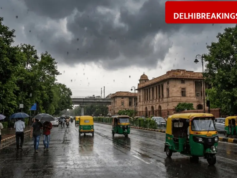 delhibreakings delhi weather update imd predicts heavy rain and thunderstorms Delhi Weather Alert: Light Rain Hits National Capital, IMD Predicts Heavy Showers and Thunderstorms Today