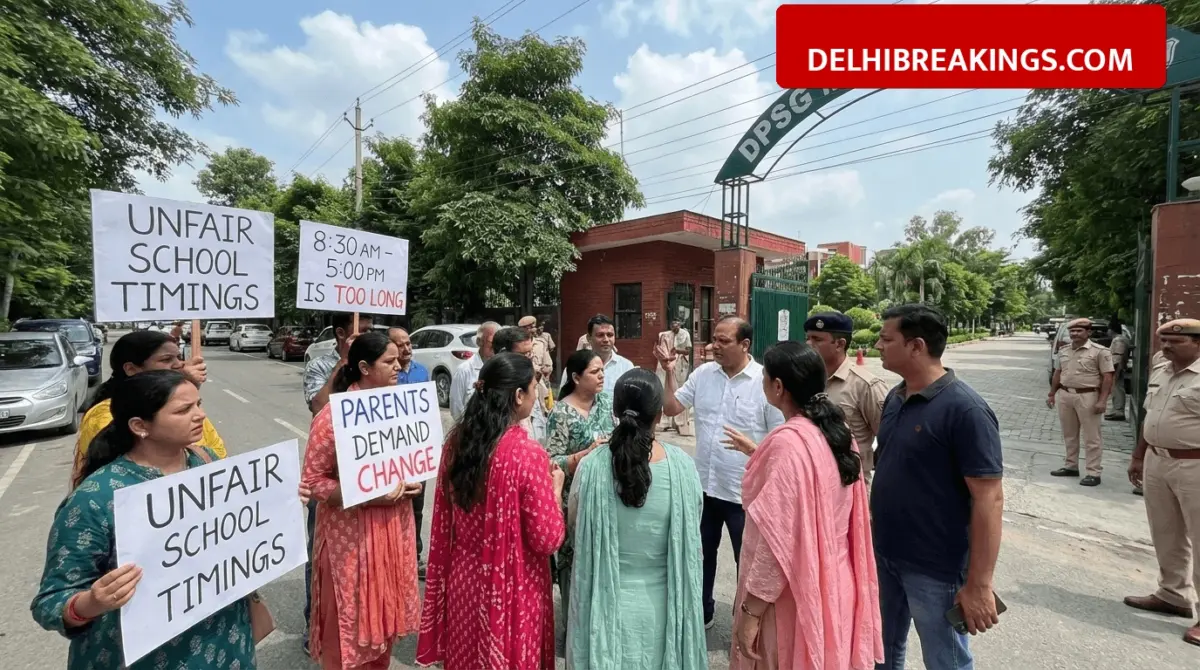 delhibreakings dpsg meerut road ghaziabad school timing protest parents DPSG Meerut Road School Timings Changed to 8:30 AM to 5:00 PM, Parents Stage Protest in Ghaziabad