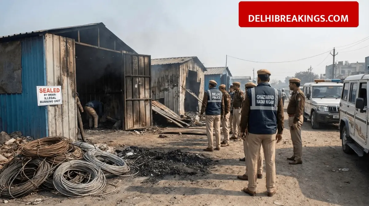 delhibreakings illegal polluting units crackdown loni north rohini Delhi and Ghaziabad Authorities Crackdown on Illegal Wire Burning Units in Loni and North Rohini