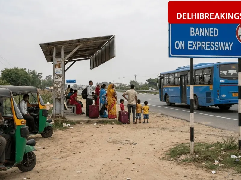 delhibreakings jewar residents bus access issues noida airport connectivity update Jewar Airport Connectivity: Residents Struggle for Bus Access, Auto-Rickshaws Banned on Expressway