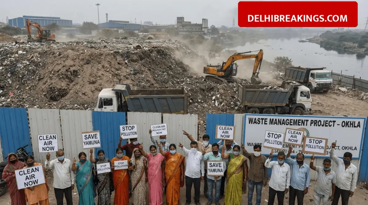 delhibreakings okhla landfill waste dumping near yamuna madanpur khadar update Delhi Okhla Landfill Waste Shifting Near Yamuna, Residents Raise Pollution Alarms