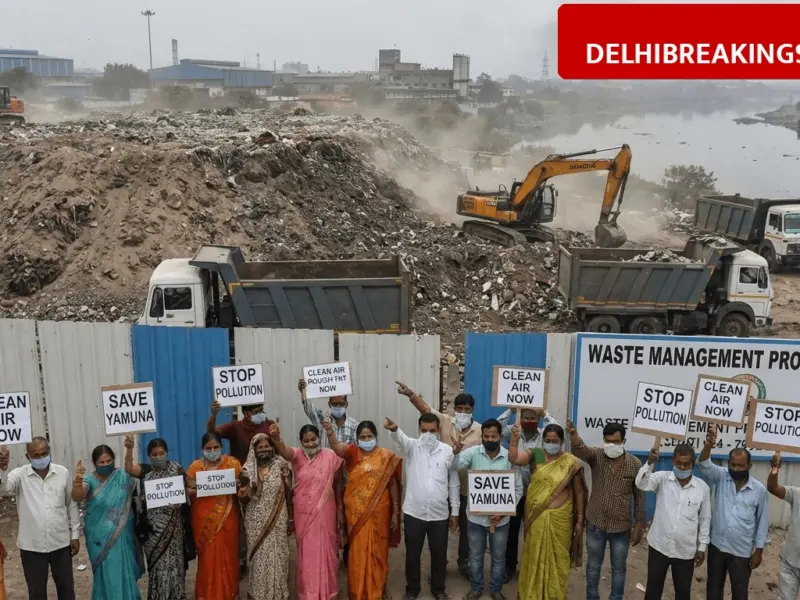 delhibreakings okhla landfill waste dumping near yamuna madanpur khadar update Delhi Okhla Landfill Waste Shifting Near Yamuna, Residents Raise Pollution Alarms
